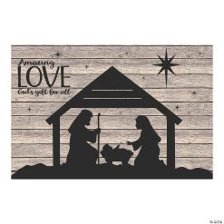 Nativity Silhouette Barnwood Backdrop - 3 Pc.
