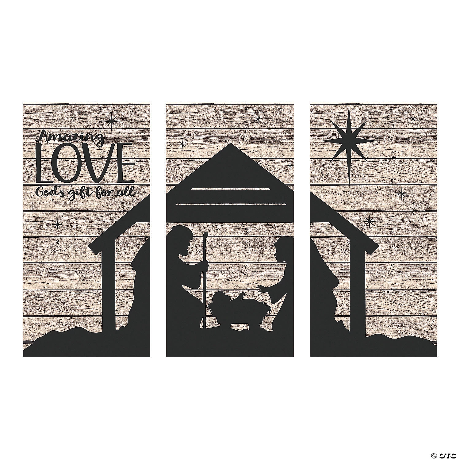 Nativity Silhouette Barnwood Backdrop - 3 Pc. 4 Nativity Silhouette Barnwood Backdrop - 3 Pc. - Image 2