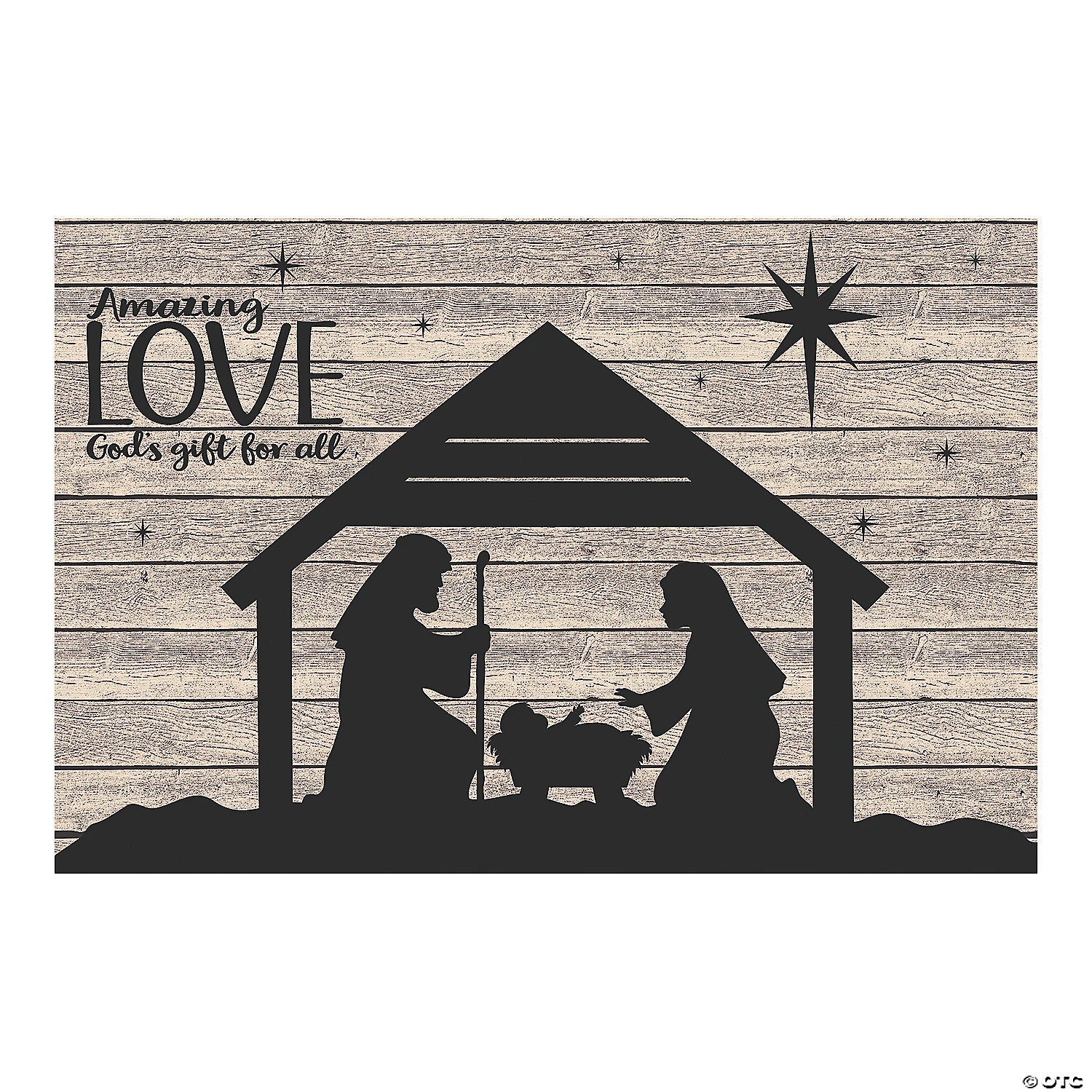 Nativity Silhouette Barnwood Backdrop - 3 Pc. 3 Nativity Silhouette Barnwood Backdrop - 3 Pc.