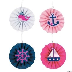 Nautical Girl Hanging Fans with Icons - 12 Pc.