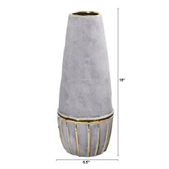 Nearly Natural Modern 15" Regal Stone Decorative Vase with Gold Accents -Party Decorations Sales Shop nearly natural modern 15 regal stone decorative vase with gold accents14228618 a01NOWA