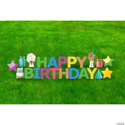 Neon Happy Birthday Letter & Icon Yard Signs