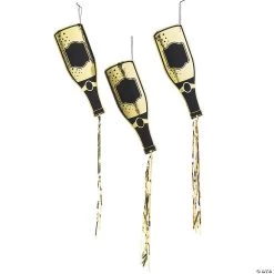 New Year’s Eve Champagne Bottle Hanging Decorations with Tassels - 6 Pc.
