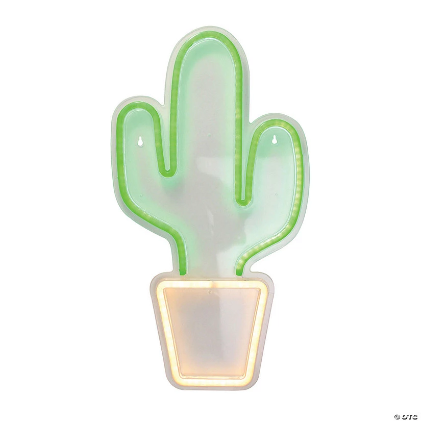 Northlight - 18.5" Neon Green LED Cactus Sign Window Silhouette Decoration 3 Northlight - 18.5" Neon Green LED Cactus Sign Window Silhouette Decoration