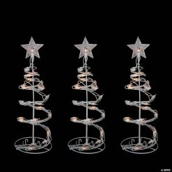 Northlight - 18" White Pre-Lit Spiral Cone Walkway Outdoor Christmas Tree Decorations, Set of 3 -Party Decorations Sales Shop northlight 18 white pre lit spiral cone walkway outdoor christmas tree decorations set of 313991326 a01