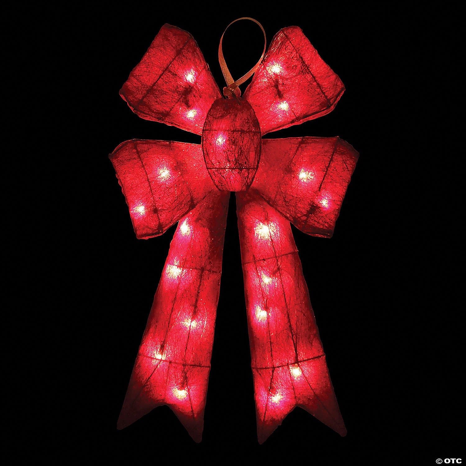 Northlight - 24" Lighted Sparkling Red Sisal Double Bow Outdoor Christmas Decoration 4 Northlight - 24" Lighted Sparkling Red Sisal Double Bow Outdoor Christmas Decoration - Image 2