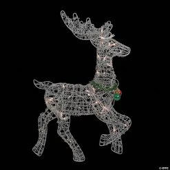 Northlight - 25" Silver and Green Lighted Prancing Reindeer Christmas Outdoor Decor -Party Decorations Sales Shop northlight 25 silver and green lighted prancing reindeer christmas outdoor decor13991412 a02