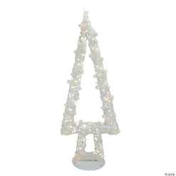 Northlight - 34" Pre-Lit White Battery Operated Glittered Christmas Tree Decor