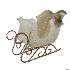 Northlight - 39" Ivory and Brown Sisal Sleigh Outdoor Christmas Decoration