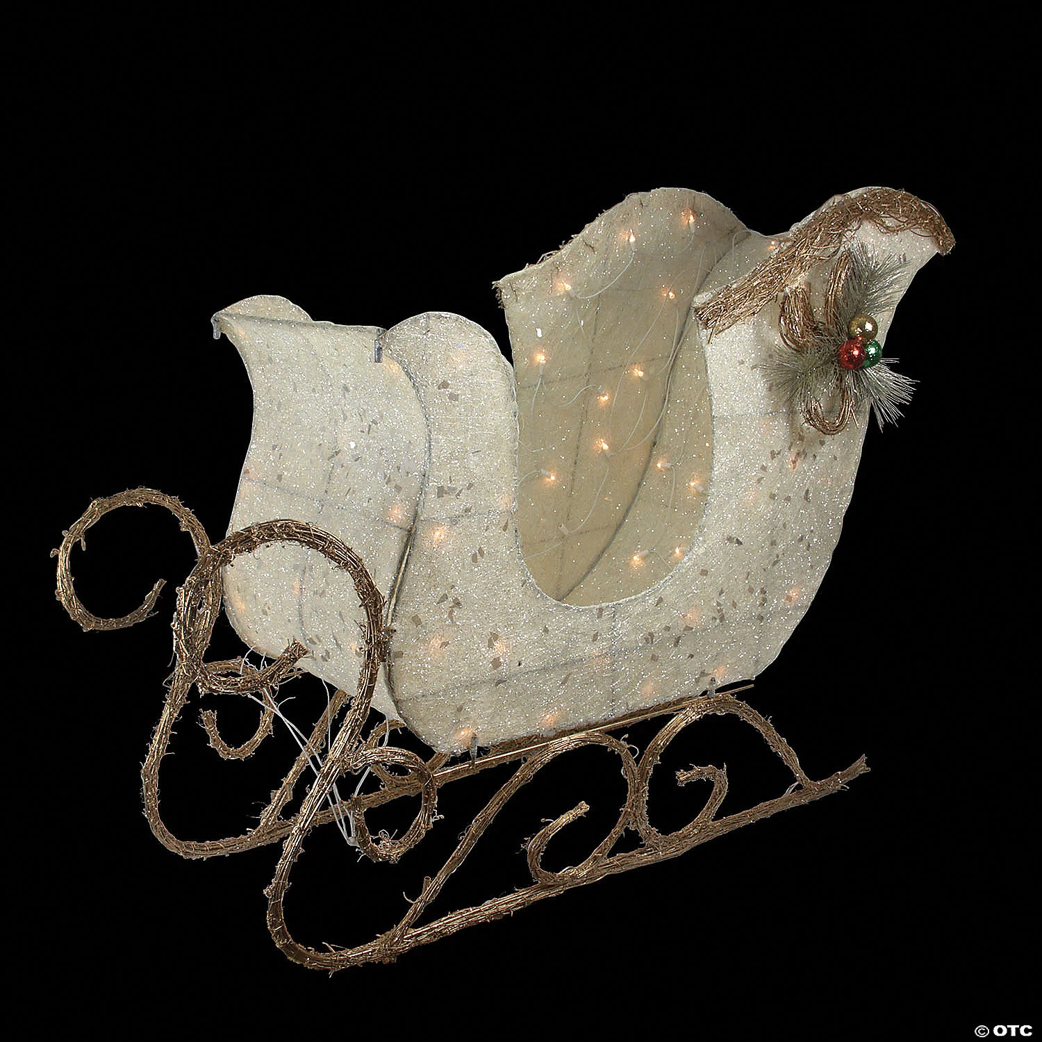 Northlight - 39" Ivory and Brown Sisal Sleigh Outdoor Christmas Decoration 4 Northlight - 39" Ivory and Brown Sisal Sleigh Outdoor Christmas Decoration - Image 2