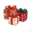 Northlight - Set of 3 Lighted Red and Ivory Christmas Gift Boxes Outdoor Decor
