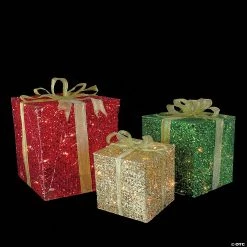 Northlight - Set of 3 Red and Green Gift Box Lighted Christmas Outdoor Decoration -Party Decorations Sales Shop northlight set of 3 red and green gift box lighted christmas outdoor decoration13991795 a02