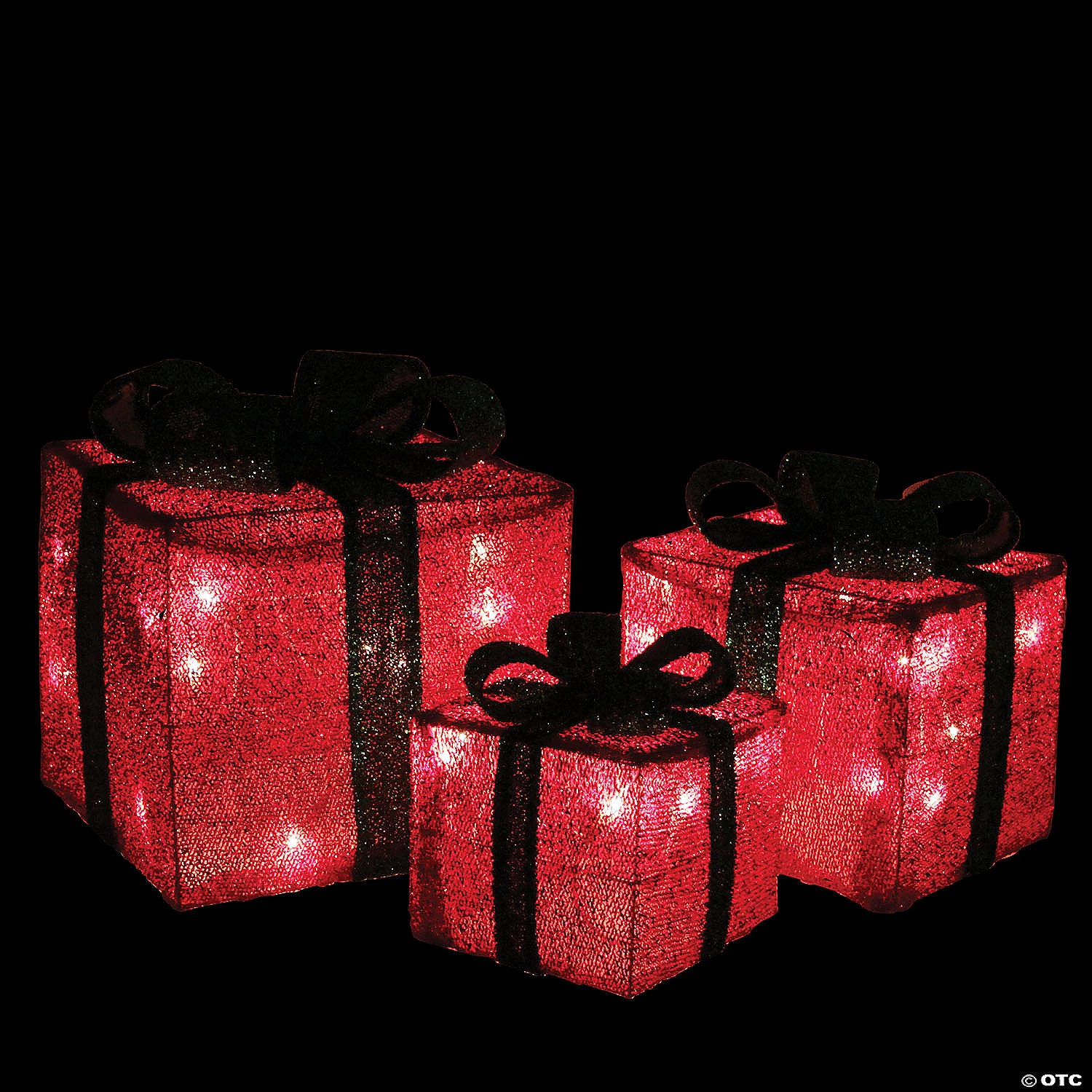 Northlight - Set of 3 Red and Green Tinsel Gift Boxes with Bows Lighted Christmas Outdoor Decorations 4 Northlight - Set of 3 Red and Green Tinsel Gift Boxes with Bows Lighted Christmas Outdoor Decorations - Image 2