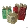 Northlight - Set of 3 Red Pre-Lit Glittering Gift Boxes Christmas Outdoor Decor