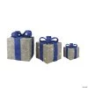 Northlight - Set of 3 Silver and Blue Lighted Gift Boxes Outdoor Christmas Yard Decor -Party Decorations Sales Shop northlight set of 3 silver and blue lighted gift boxes outdoor christmas yard decor13991409