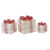Northlight - Set of 3 Sparkling White Swirl Glitter Lighted Gift Boxes Outdoor Christmas Yard Decor