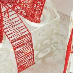 Northlight - Set of 3 Sparkling White Swirl Glitter Lighted Gift Boxes Outdoor Christmas Yard Decor -Party Decorations Sales Shop northlight set of 3 sparkling white swirl glitter lighted gift boxes outdoor christmas yard decor13991629 a02