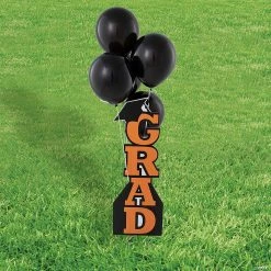 Grad Vertical Yard Sign Kit with 11" Black Latex Balloons - 21 Pc.
