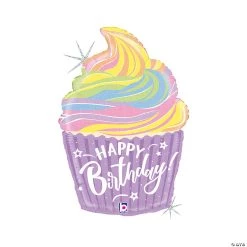 Pastel Happy Birthday Cupcake 27" Mylar Balloon