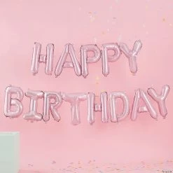 Pastel Pink Happy Birthday 13" Mylar Balloon Banner 5 Pastel Pink Happy Birthday 13" Mylar Balloon Banner -Party Decorations Sales Shop pastel pink happy birthday 13 mylar balloon banner13937290 a01