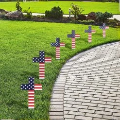 Patriotic Flag Cross Yard Signs – 6 Pc.