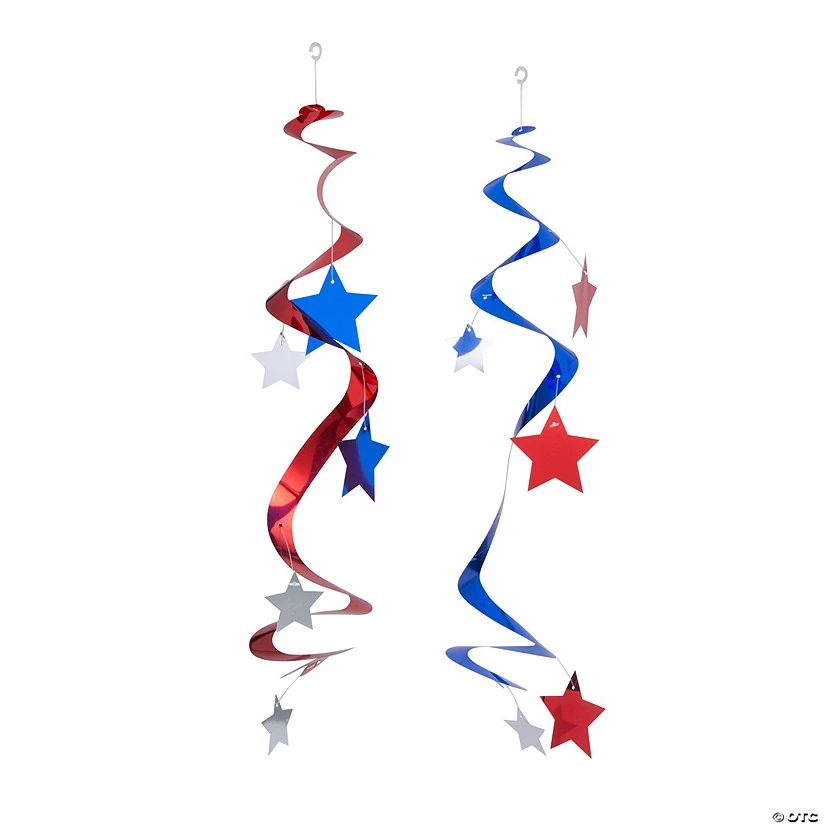 Patriotic Foil Hanging Decorations - 12 Pc. 3 Patriotic Foil Hanging Decorations - 12 Pc.