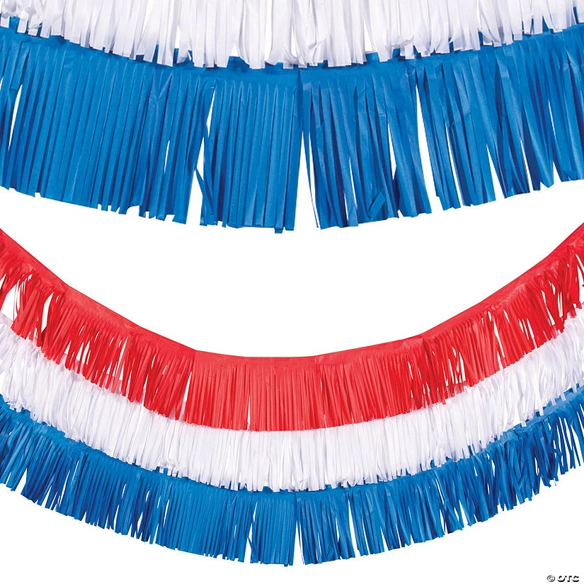 Patriotic Fringe Garland - 3 Pc. 3 Patriotic Fringe Garland - 3 Pc.