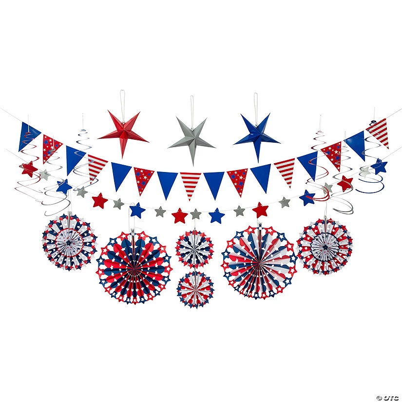 Patriotic Hanging Decorating Kit – 23 Pc. 3 Patriotic Hanging Decorating Kit – 23 Pc.