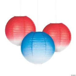Patriotic Ombre Paper Hanging Lanterns - 6 Pc.