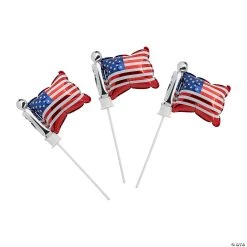 Patriotic Self-Inflating Flag 7" Mylar Balloons – 12 Pc.