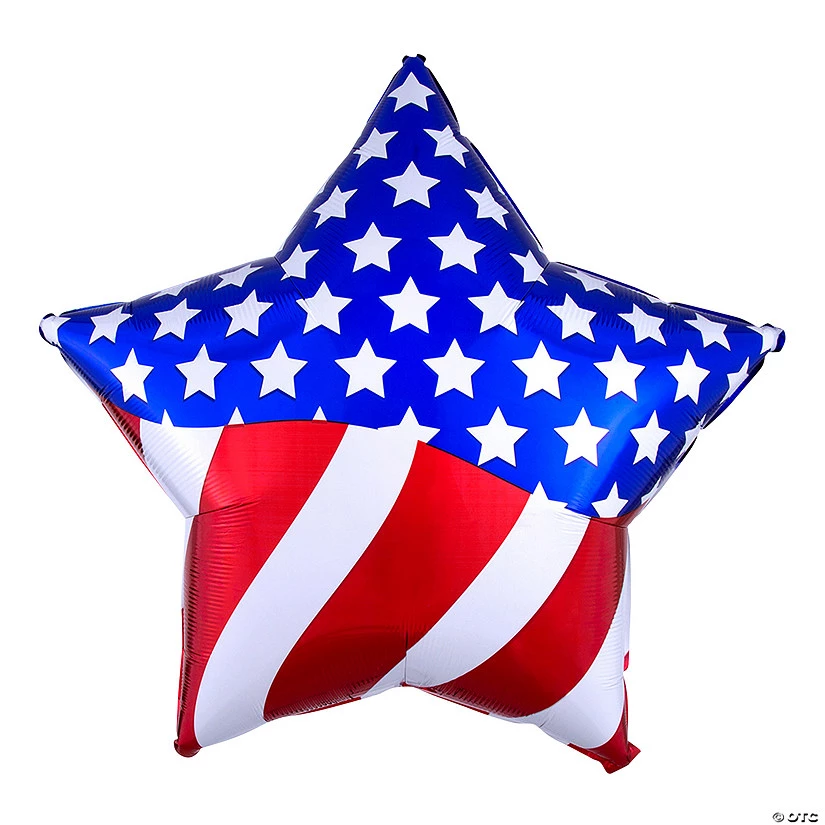 Patriotic Star 28" Mylar Balloon 3 Patriotic Star 28" Mylar Balloon