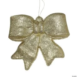 PENN - 16" Gold Glittered Battery Operated Lighted LED Bow Christmas Decoration