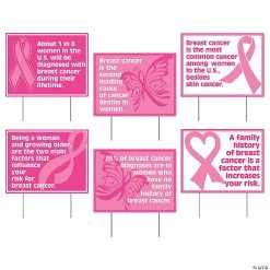 Pink Awareness Ribbon Facts Yard Signs - 6 Pc.