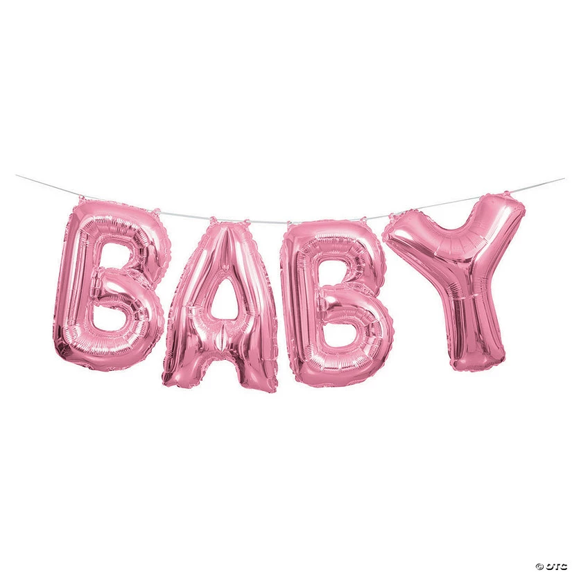 Pink Baby 14" Mylar Balloon Banner - 4 Pc. 3 Pink Baby 14" Mylar Balloon Banner - 4 Pc.