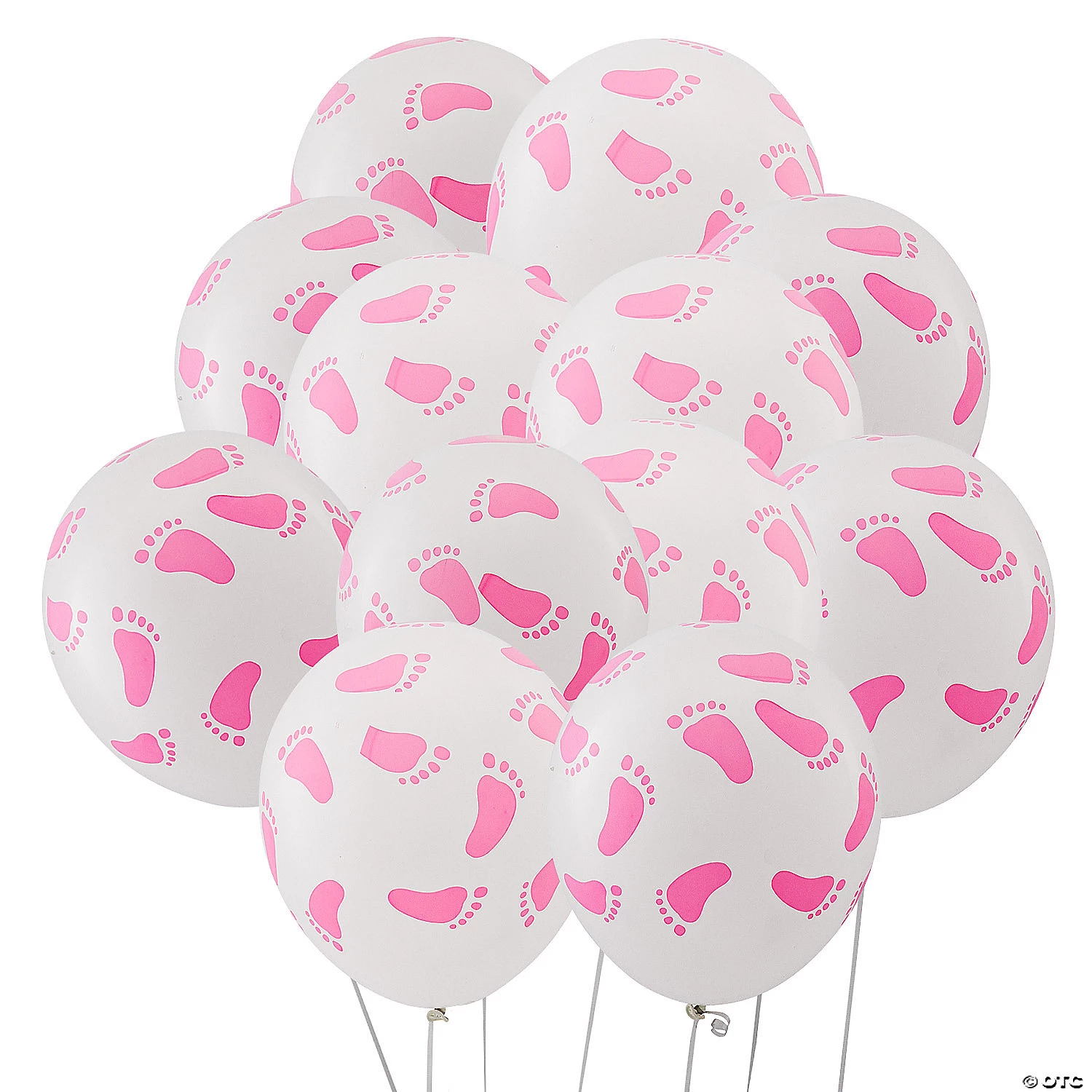 Pink Baby Footprints 11" Latex Balloons - 24 Pc. 3 Pink Baby Footprints 11" Latex Balloons - 24 Pc.