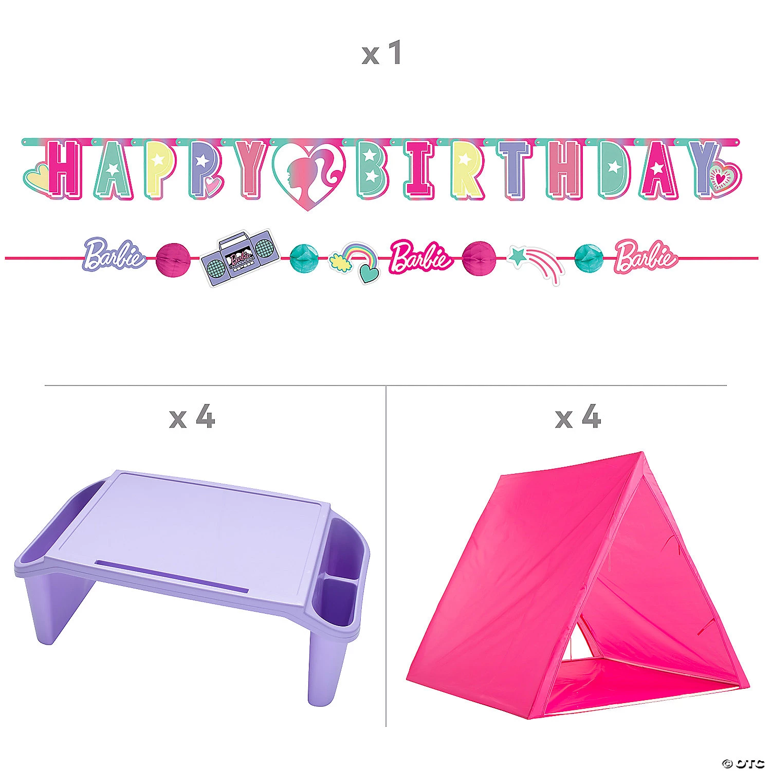 Pink Barbie® Birthday Slumber Party Tent Kit for 4 Guests 4 Pink Barbie® Birthday Slumber Party Tent Kit for 4 Guests - Image 2
