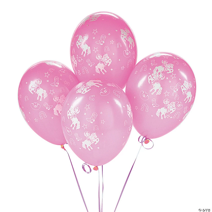 Pink Cowgirl 11" Latex Balloons 3 Pink Cowgirl 11" Latex Balloons