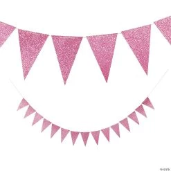Pink Glitter Pennant Banner