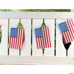 Plastic Line of American Flags