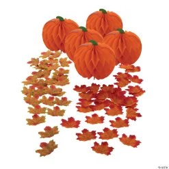 Pumpkin Honeycomb & Fall Leaves Centerpieces - 105 Pc.