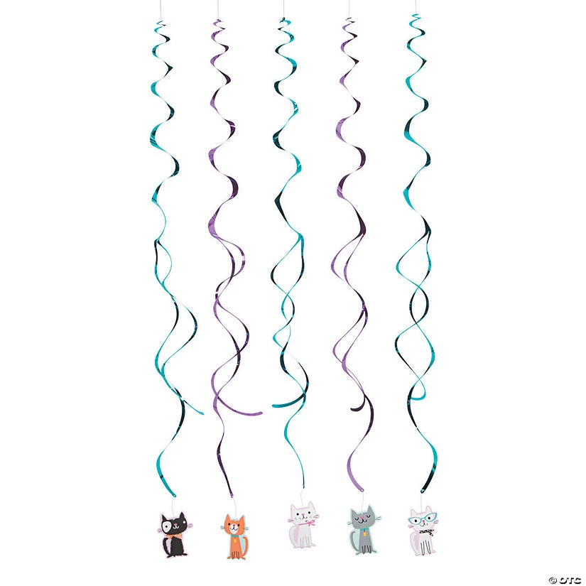 Purr-Fect Party Hanging Swirl Decorations - 5 Pc. 3 Purr-Fect Party Hanging Swirl Decorations - 5 Pc.