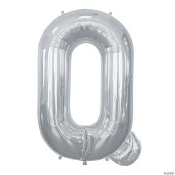 “Q” Silver Letter 34" Mylar Balloon