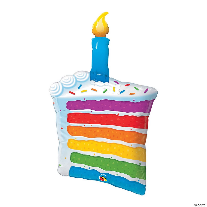 Rainbow Cake & Candle 42" Mylar Balloon 3 Rainbow Cake & Candle 42" Mylar Balloon