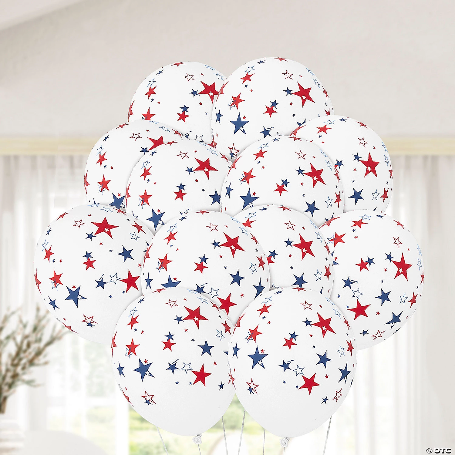 Red & Blue Stars on White 11" Latex Balloons - 50 Pc. 5 Red & Blue Stars on White 11" Latex Balloons - 50 Pc. - Image 3