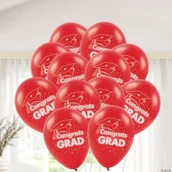 Congrats Grad 11" Latex Balloons - 48 Pc. -Party Decorations Sales Shop red congrats grad 11 latex balloons 48 pc 17 137 a02