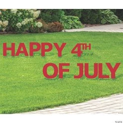 Red Happy 4th of July Yard Sign
