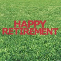 Red Happy Retirement Yard Signs