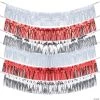 Fringe Garland Backdrop - 6 Pc. -Party Decorations Sales Shop red white and silver fringe garland backdrop 6 pc 13943290