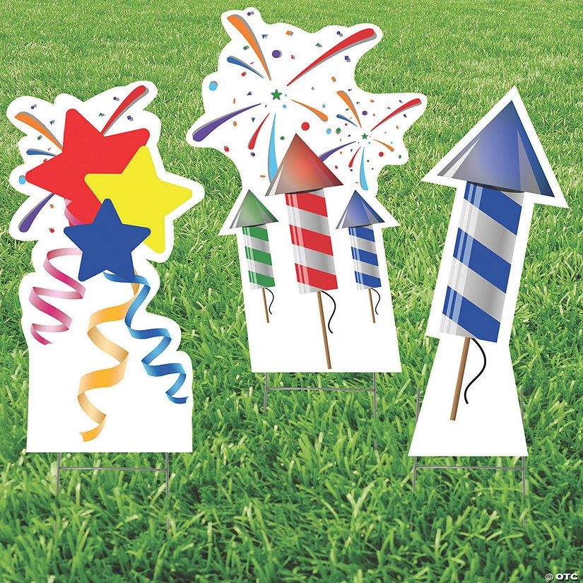 Rockets & Fireworks Yard Sign Set 3 Rockets & Fireworks Yard Sign Set