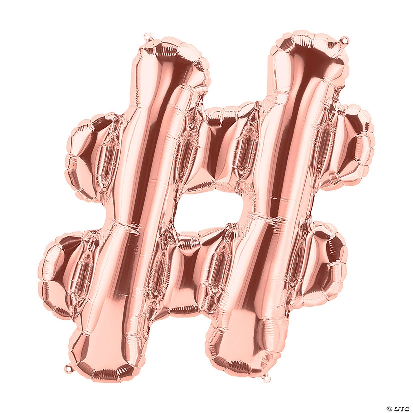 Rose Gold Hashtag Symbol 34" Mylar Balloon 3 Rose Gold Hashtag Symbol 34" Mylar Balloon